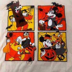 Disney‎ Halloween Cream Graphic T-Shirt Size XL Mickey Mouse Donald Duck Goofy
